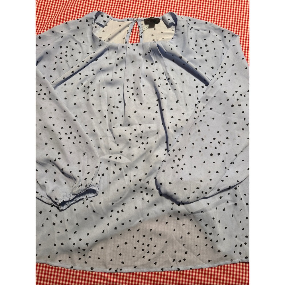 Ann Taylor Factory Women's Light Blue Floral Print Long Sleeve Blouse Size M - Picture 1 of 3